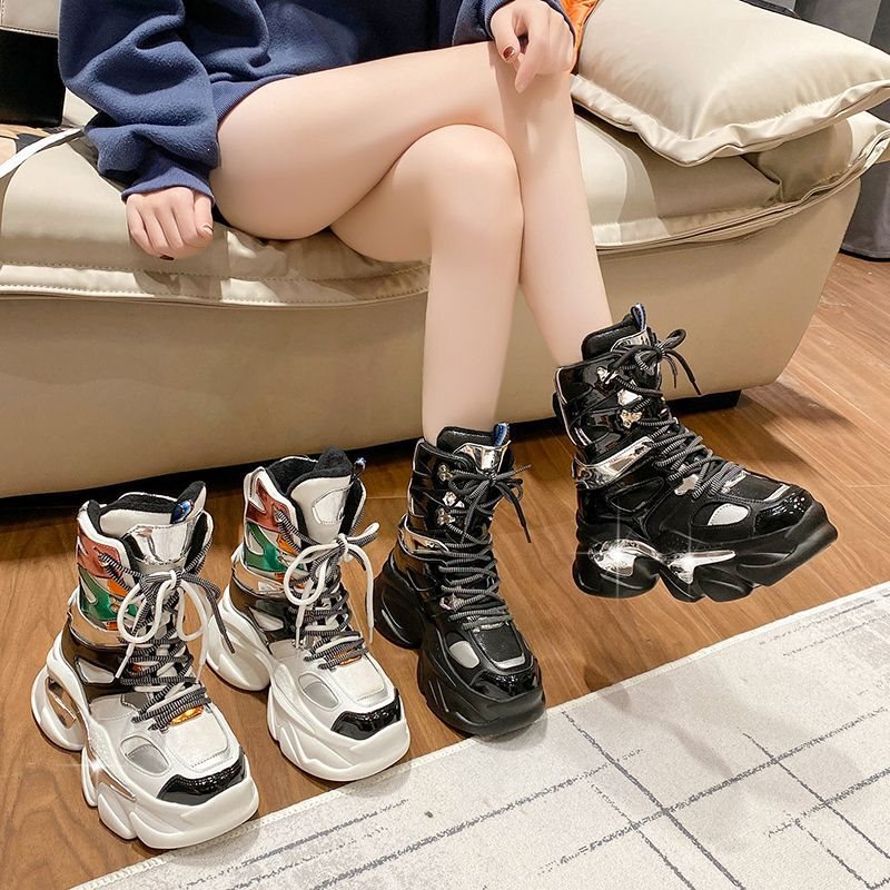 Fashionable and versatile high-top shoes for women, trendy on Instagram, new thick-soled height-increasing casual sports dad shoes for autumn and winter 2022 Fashionable and versatile high-top shoes for women, trendy on Instagram, new thick-soled height-increasing casual sports dad shoes for autumn and winter 2022
