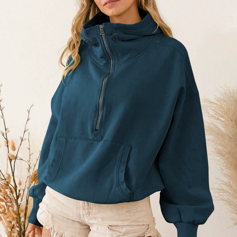Hoody, sports long-sleeve with zipper, jacket, Amazon, European style, drawstring