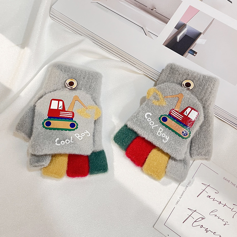 Niños guantes de conejo de orejas largas lindos y cálidos, cinco dedos, escritura de punto a prueba de frío y viento, guantes para niñas