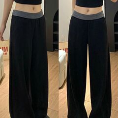 カジュアルなスポーツパンツをつなぎ合わせて、女性の春と秋の高腰がゆったりしています。