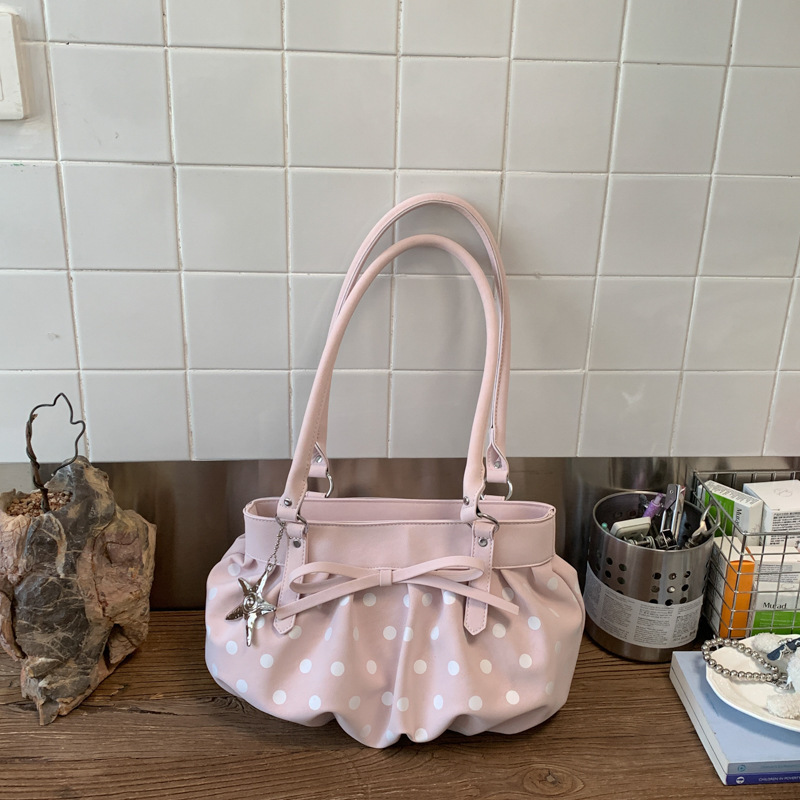 Polka Dot Bag for Women, Large Capacity, 2026 New Model, Simple and Versatile Casual Shoulder Crossbody Bag with Bow, Commuter Bag Polka Dot Bag for Women, Large Capacity, 2026 New Model, Simple and Versatile Casual Shoulder Crossbody Bag with Bow, Commuter Bag