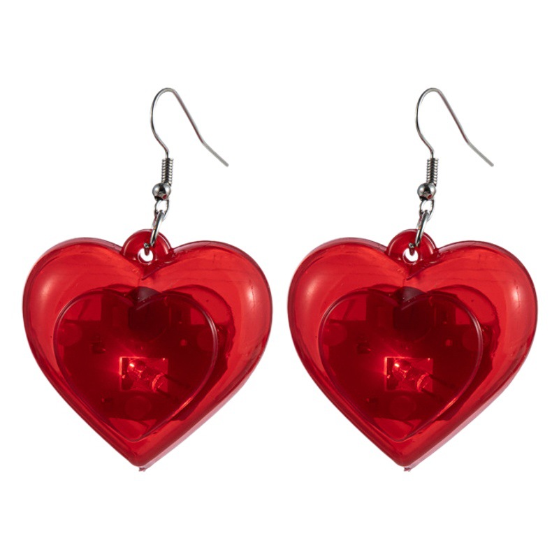 Coolette melocotón corazón pendientes transfronterizos Venta caliente europea y americana Día de San Valentín serie LED luz amor pendientes luminosos