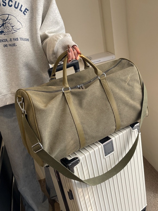 Nueva bolsa de equipaje, bolsa de lona fuerte, bolsa verde militar de gran capacidad para viajes cortos de hombro, bolsa de mano