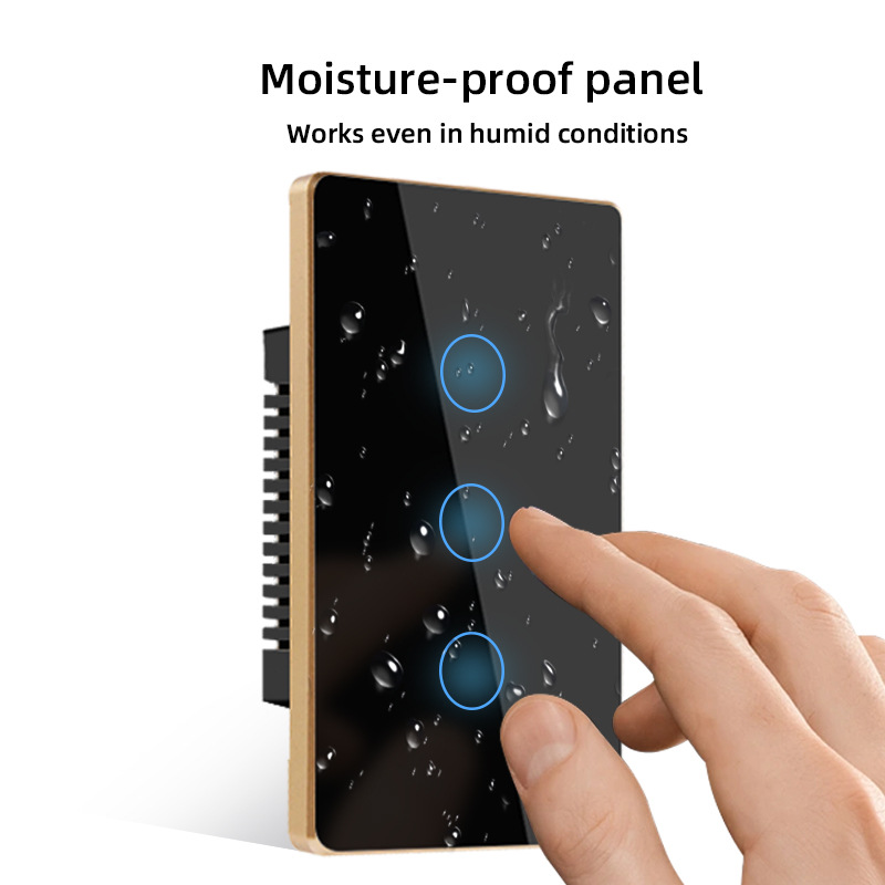 Interruptor Táctil Inteligente WiFi Tuya Tipo 120 Estándar Estadounidense, Marco de Aleación de Aluminio, Control Remoto por Aplicación, Control por Voz con Alexa