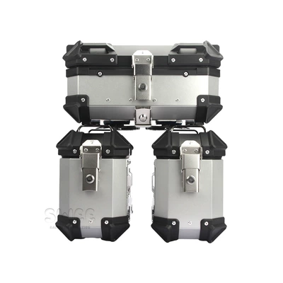large capacity motorcycle back box: Motorcycle trunk - 28l18l-ordinary-three-boxes-silver