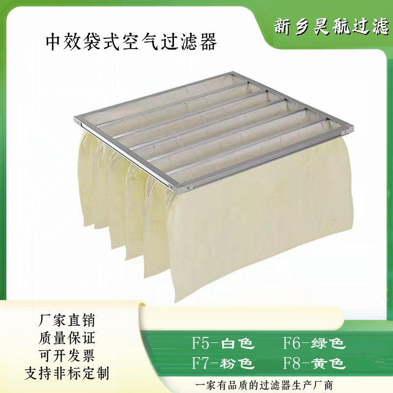 F5F6F7F8F9中效空气过滤器过滤袋490*592*500铝框袋式空调过滤袋