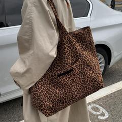 秋冬爆款慵懒风豹纹帆布托特包大容量2025新款设计感潮洋气单肩包