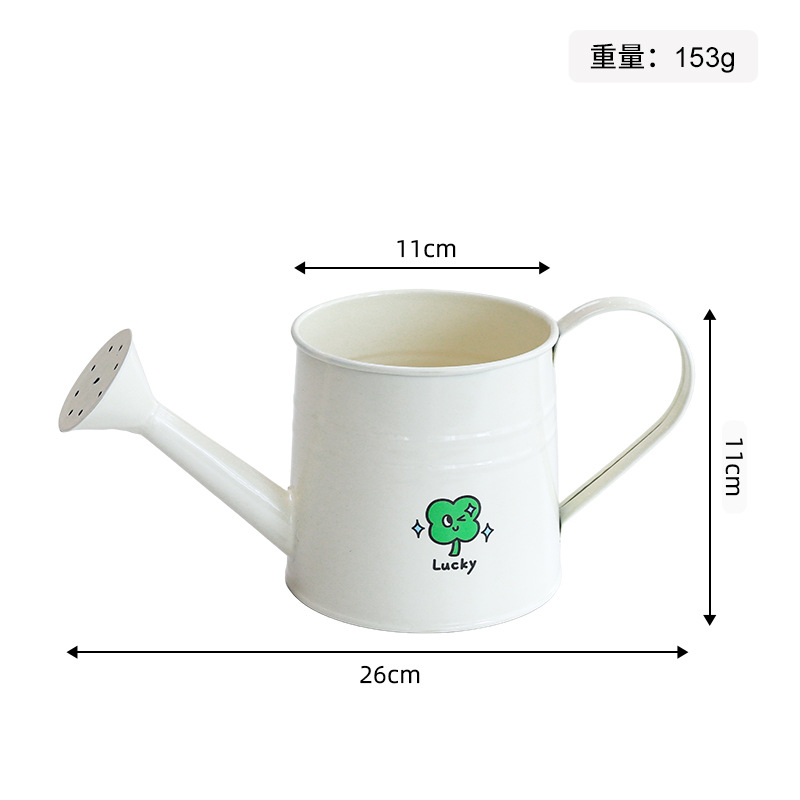 Large iron watering bottle-white (green flower sticker)