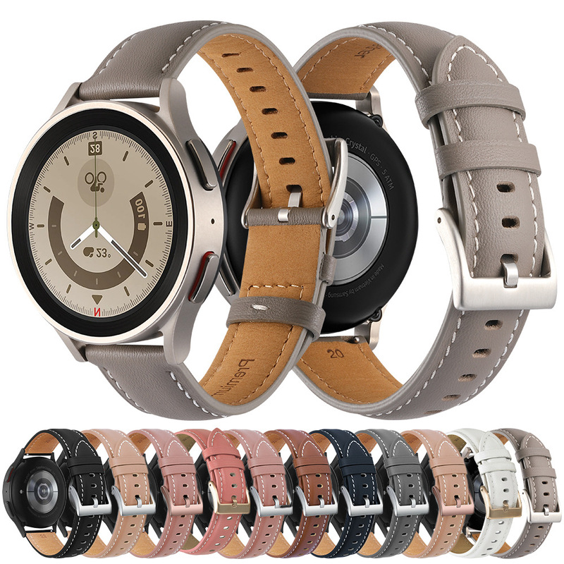 For galaxy watch 5 Leather Strap Samsung watch 5 Pro 45mm Car Line Leather Strap