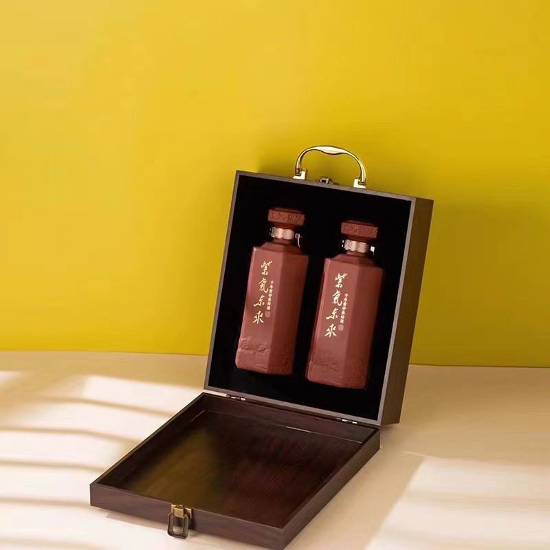 紫砂创意白酒瓶紫气东来密封酒坛子一斤装套装礼盒装饰酒瓶摆件