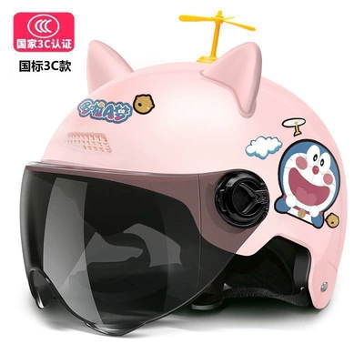 Motosiklet kaskı (dəbilqə) – sun protection half helmet for summer - 3cdoraemon-pink-pink-ears-windmill-tea-mirror