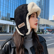 鹿皮绒雷锋帽子女冬季加绒加厚保暖棉帽户外骑车东北防风护耳帽男