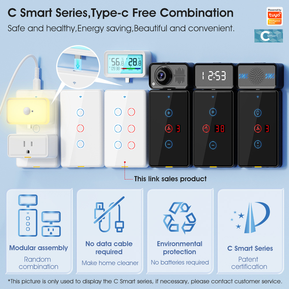 Wireless WiFi Touch Smart Switch Dual Control Doodle APP Voice Timing Wall Beautiful US Standard Switch Light Zero Fire Version