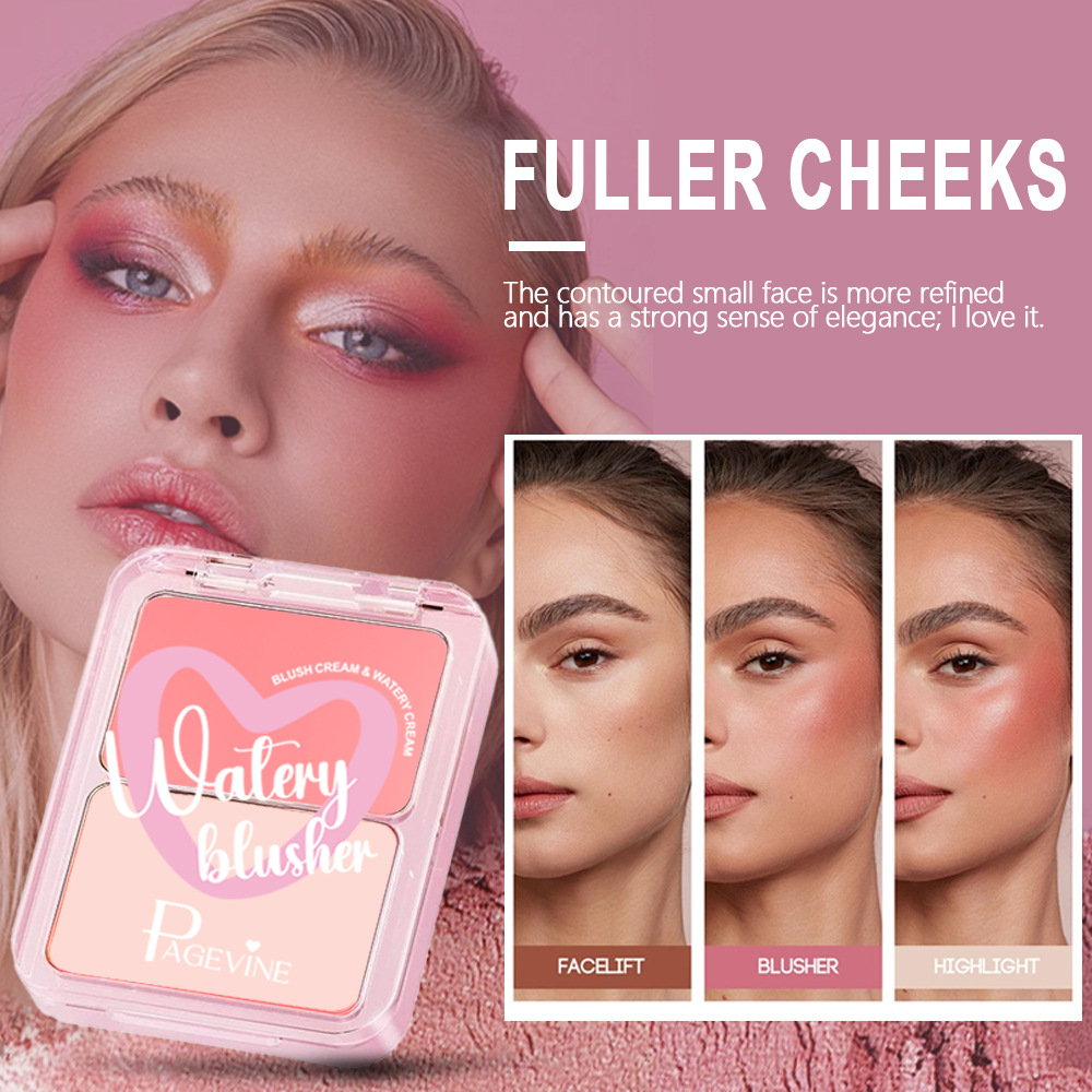 Transfronterizo maquillaje PAGE VINE agua brillante blush natural estereoscópico transparente hidratante versátil agua brillante comercio exterior