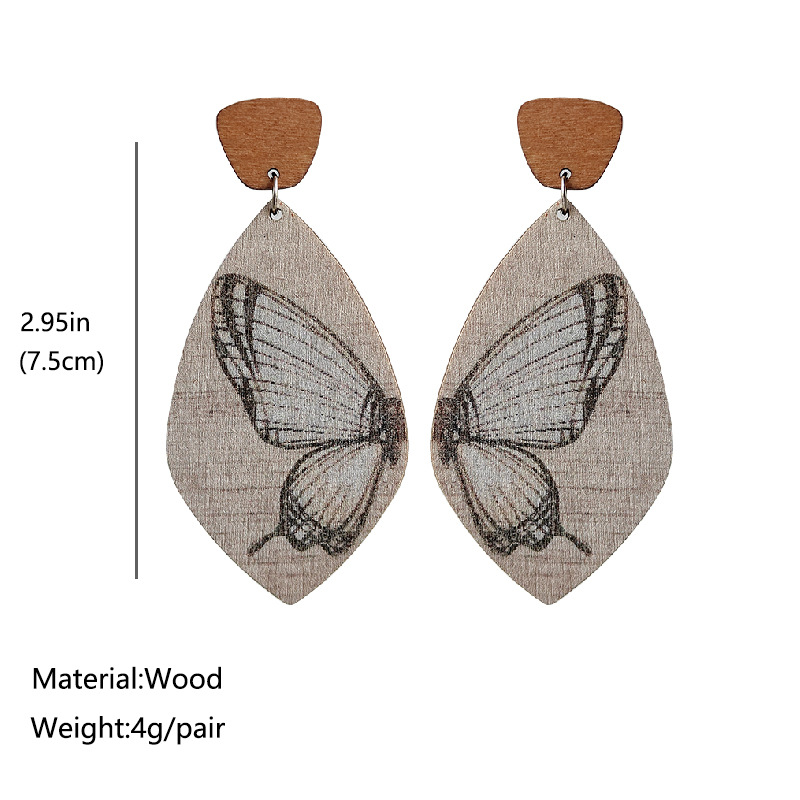 1 Pair Vacation Butterfly Wood Drop Earrings display picture 1