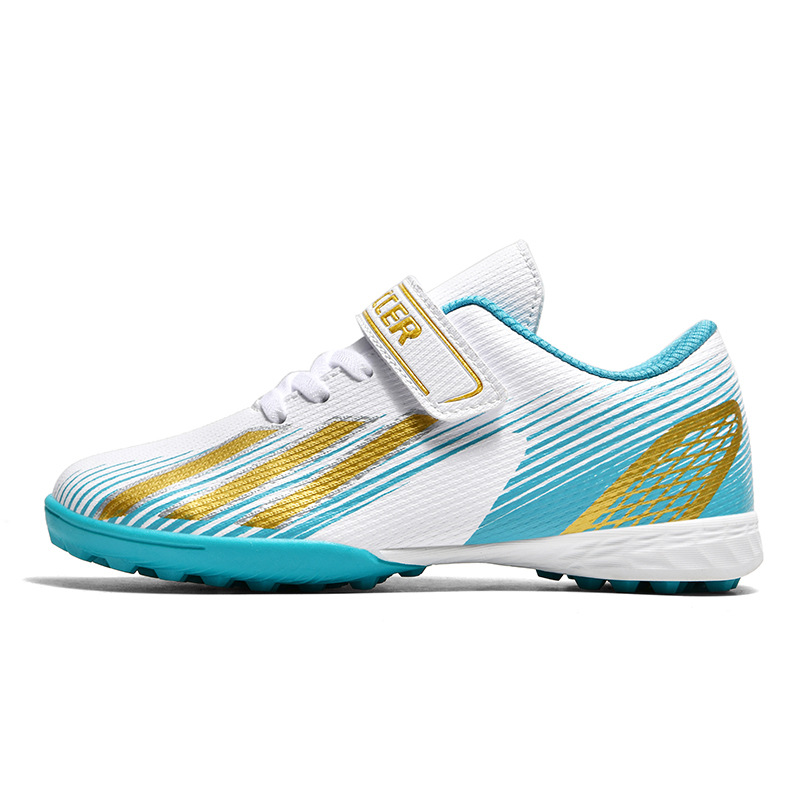 Zapatos de fútbol de velcro para niños, niños y niñas, niños y niñas, zapatos de fútbol de césped artificial, zapatos de entrenamiento de competencia
