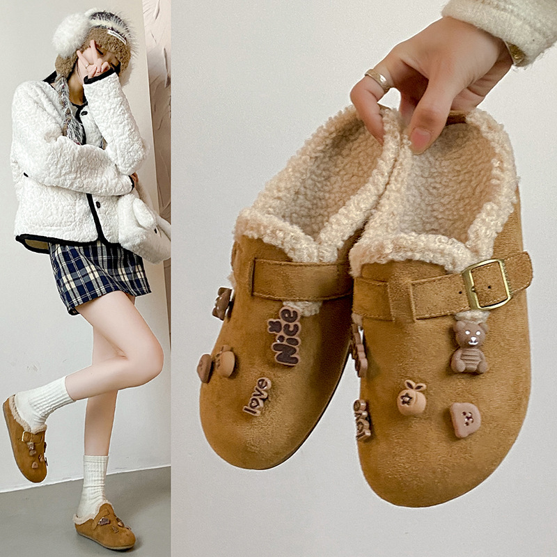 2025冬季新款勃肯鞋加绒ins韩版女学生板鞋运动保暖休闲鞋兔绒Y28