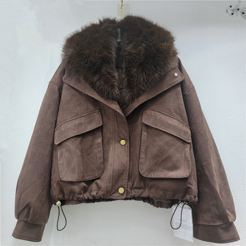 Peludo con la solapa gruesa para mujeres otoño y invierno 2025 nuevo estilo coreano retro abrigo de algodón de piel de ciervo image 2