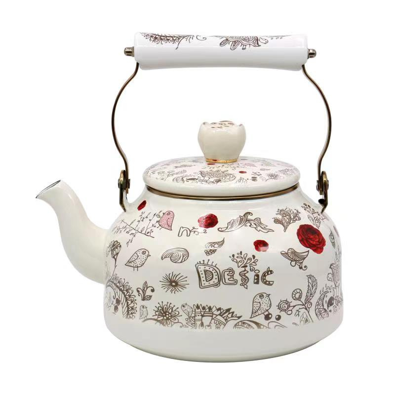 Esmalte de esmalte olla de agua hervida fría tetera coreana nostálgico retro inducción cocina hervidor Gas inducción Cocina