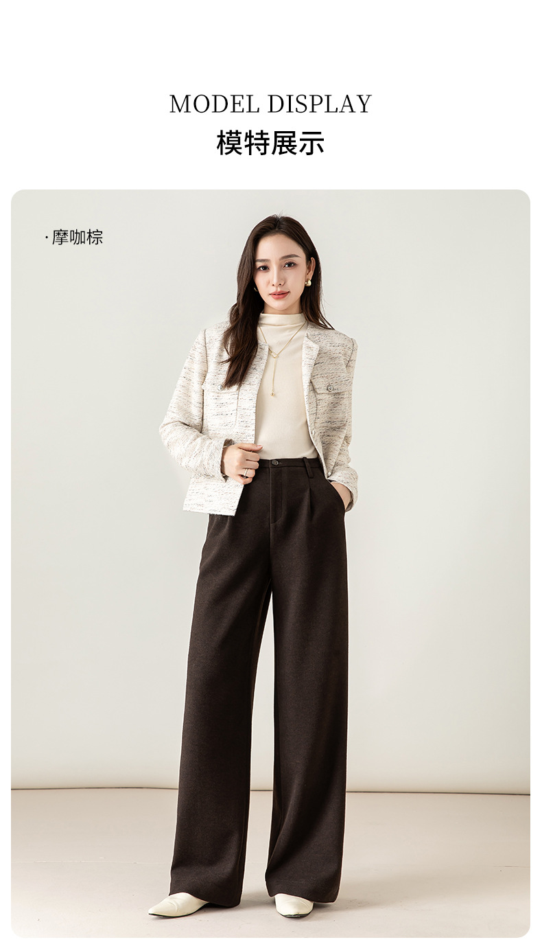 Quần culottes nữ ống rộng cạp cao dáng suông chất len acetate dệt kim — Màu trà sữa chi tiết 25