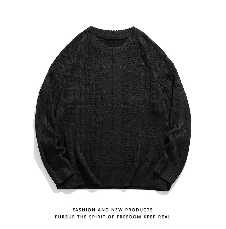 Trendy Men's Knitted Sweater Versatile Solid Colour Winter Style_voghion.com