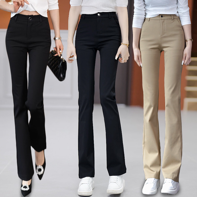 微喇裤女夏季2024年新款垂感显瘦裤子黑色休闲女裤薄款九分喇叭裤