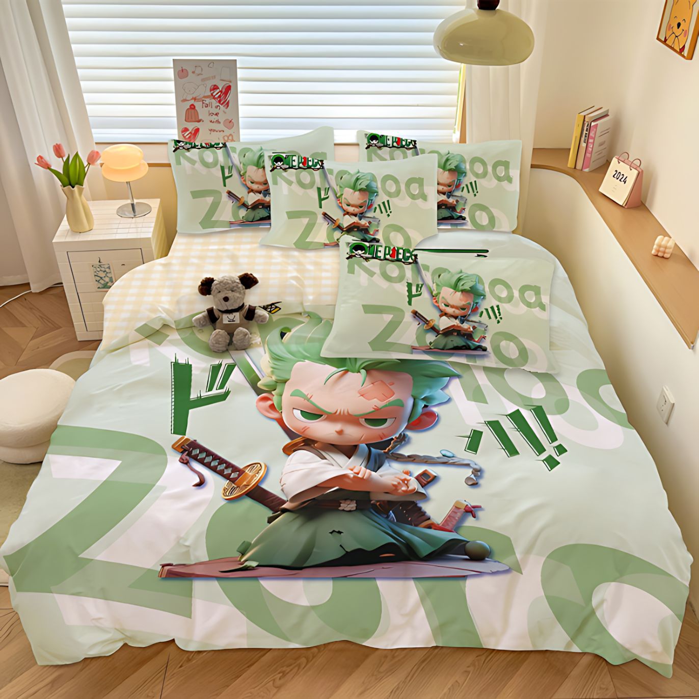 TEMU / JIT Amazon One Piece serie transfronteriza impresa digital 3D edredón kit de ropa de cama