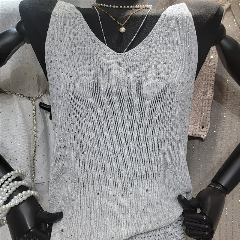 Corea de la industria pesada chaleco de esquinilla chaleco de verano chicas calientes con un sentido de diseño nicho suelto vestido sin mangas