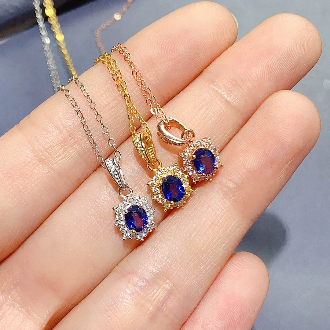 Подвеска с натуральным сапфиром Шри-Ланки, повседневная мода, самая простая для сочетания, изысканные ювелирные изделия из драгоценных камней, женские украшения