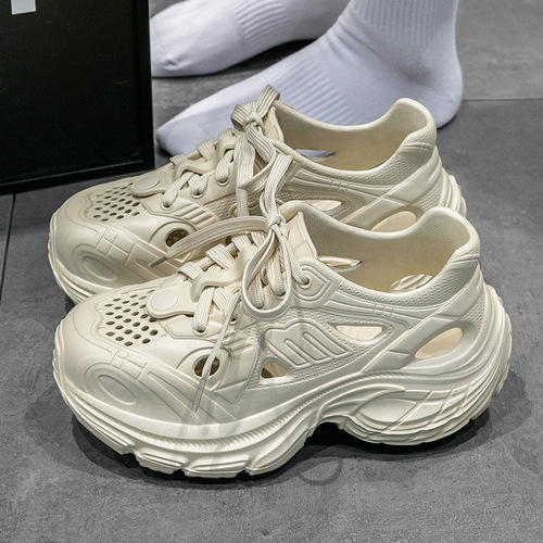 Cave shoes for women in summer, fashion, fashionable lace-up thick sole, high-slip, anti-slip, shit-like, old-fashioned shoes for women