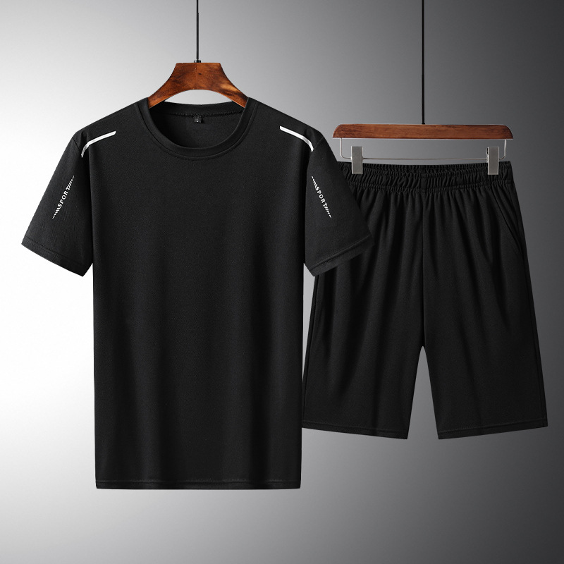 Trajes deportivos y de ocio de verano 2024, camisetas, pantalones cortos elásticos de manga corta para hombre, conjuntos de pantalones cortos de manga corta para hombre