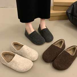 勃肯鞋女2025秋冬新款一脚蹬软底加绒保暖单鞋豆豆棉鞋懒人穆勒鞋