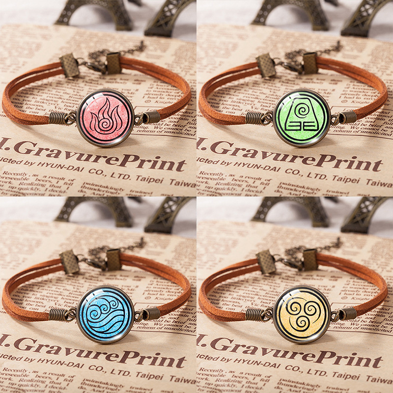 Cross-Border Animation Avatar the Last Airbender Element Peripheral Bracelet Retro Floral Time Gemstone Bronze Velvet Rope Bracelet Cross-Border Animation Avatar the Last Airbender Element Peripheral Bracelet Retro Floral Time Gemstone Bronze Velvet Rope Bracelet
