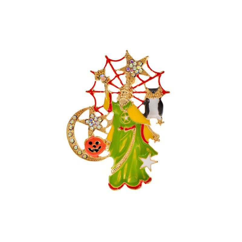 Europe and the United States new Halloween wizard brooch pumpkin bat owl pin enamel fashion corsage spot wholesale