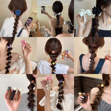 可爱简约电话线发圈气质复古头绳编发神器宝宝不伤发高级感泡泡辫