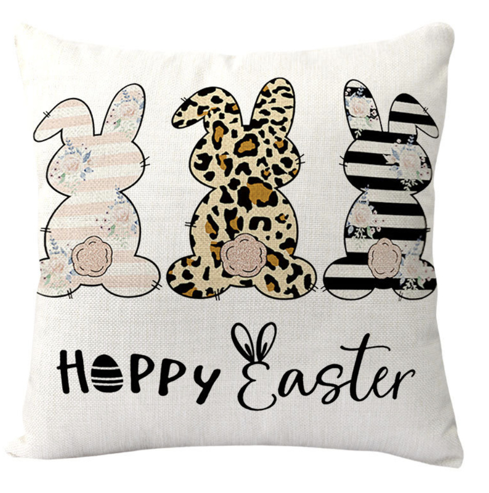 Amazon transfronterizo conejo de Pascua huevo lino almohada cubierta de cojín de coche de oficina sofá