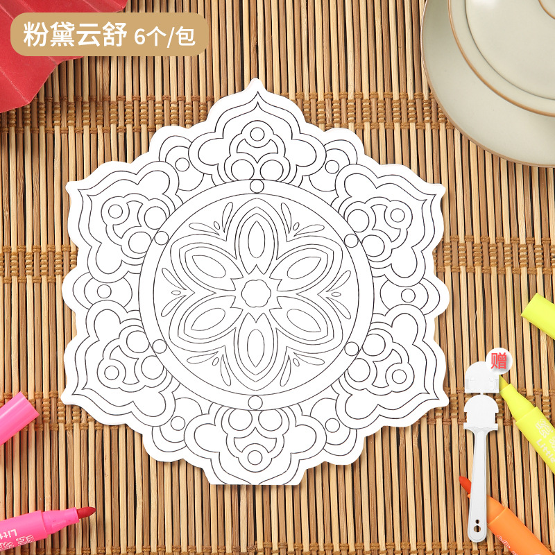 Dunhuang Algae Well Wind Fan de graffiti hecho a mano Jardín de infantes para niños Fan DIY Fan creativo de estilo chino Fan pintado a mano
