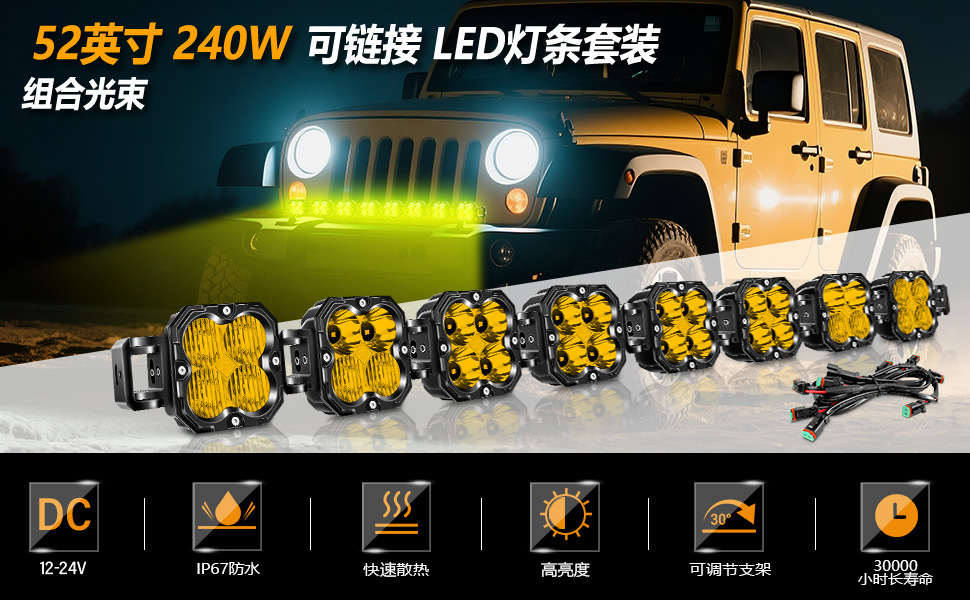 Cross-Border E-Commerce Specializes in Supplying New Models of Car Strip Lights, Roof Lights, Combination Connected Strip Lights, and Off-Road Vehicle Lights