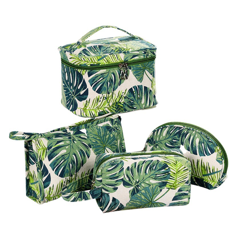 Cosmetic Bag Large Capacity Cross-Border Ins Canvas Travel Cosmetics Bag Turtle Leaf Print Travel Portable Toiletry Bag for Women