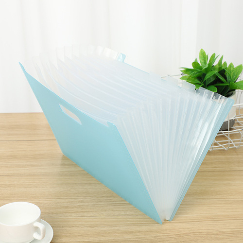 13 grid vertical retractable accordion bag student textbook test paper storage file bag translucent PP office folder