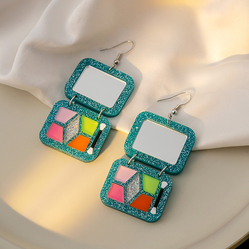 1 Pair Ig Style Simple Style Rectangle Plating Resin Drop Earrings display picture 5