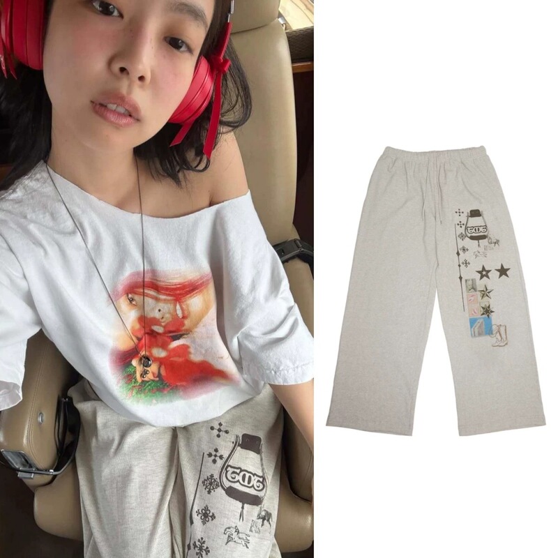 In-Stock Jennie Kim Same Style Korean Designer Trendy American Slimming Sweatpants Casual Pants for Women