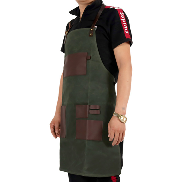 Amazon transfronterizo cuello colgante grueso delantal de lona gruesa jardinería té con leche barista ropa de trabajo delantal al por mayor personalizado