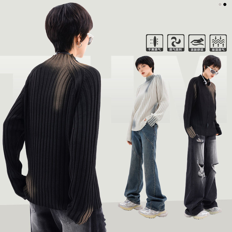 TRYTHMCLUB American tie-dyed fried street loose sweater 2023 autumn men's and women's fashion brand all-matching ins sweater