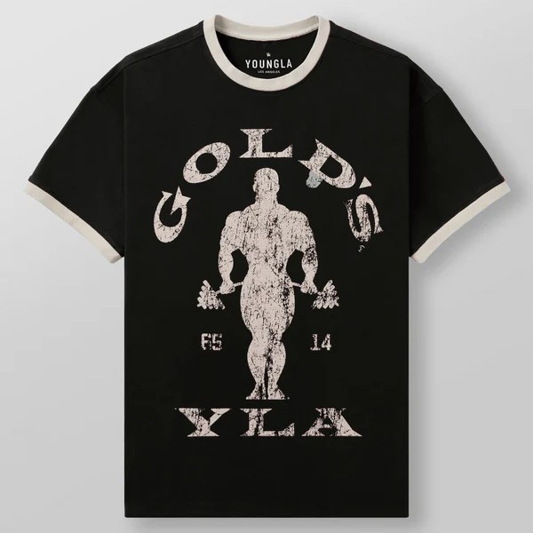 New YOUNGLA co-branded GOLDSGYM short-sleeved retro gym men's and…