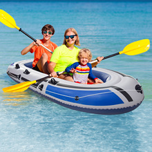 PVC充气船加厚蓝白充气船双人三人冲锋舟 加厚底钓鱼船便携漂流船