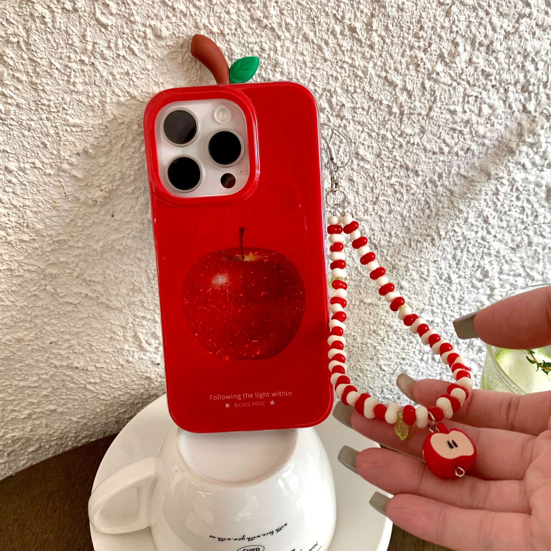 Nicho retro rojo Apple para iPhone15ProMax funda para teléfono móvil 16Pro cadena 14/13 femenino 16PM