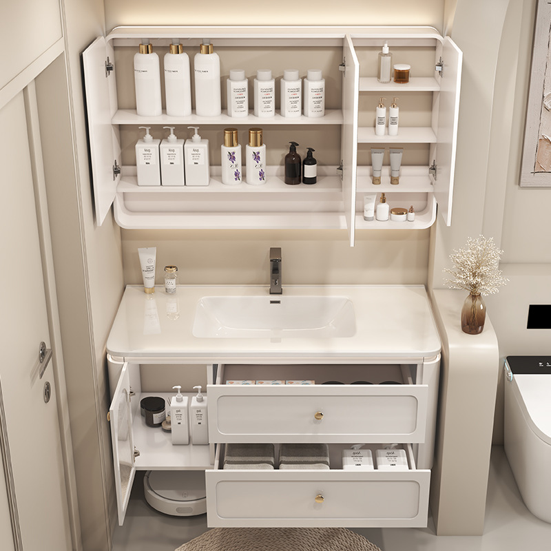 Roble arco protector lavabo de mano lavabo lavabo gabinete cerámico integral lavabo roble gabinete de baño combinación