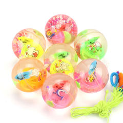 Crystal Elastic Ball 5.5 with Rope Cartoon Bouncing Ball, Light-Up Elastic Ball Children's Toy Hot Sale at Plaza Stands