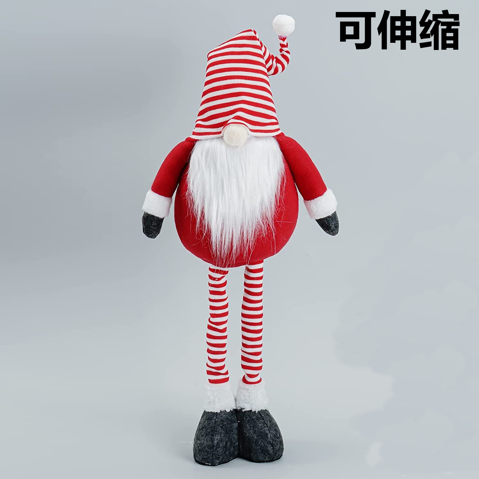 Nueva frontera decoraciones navideñas a rayas sin rostro muñeca de pie muñeca nórdica muñeca retráctil de Santa Claus